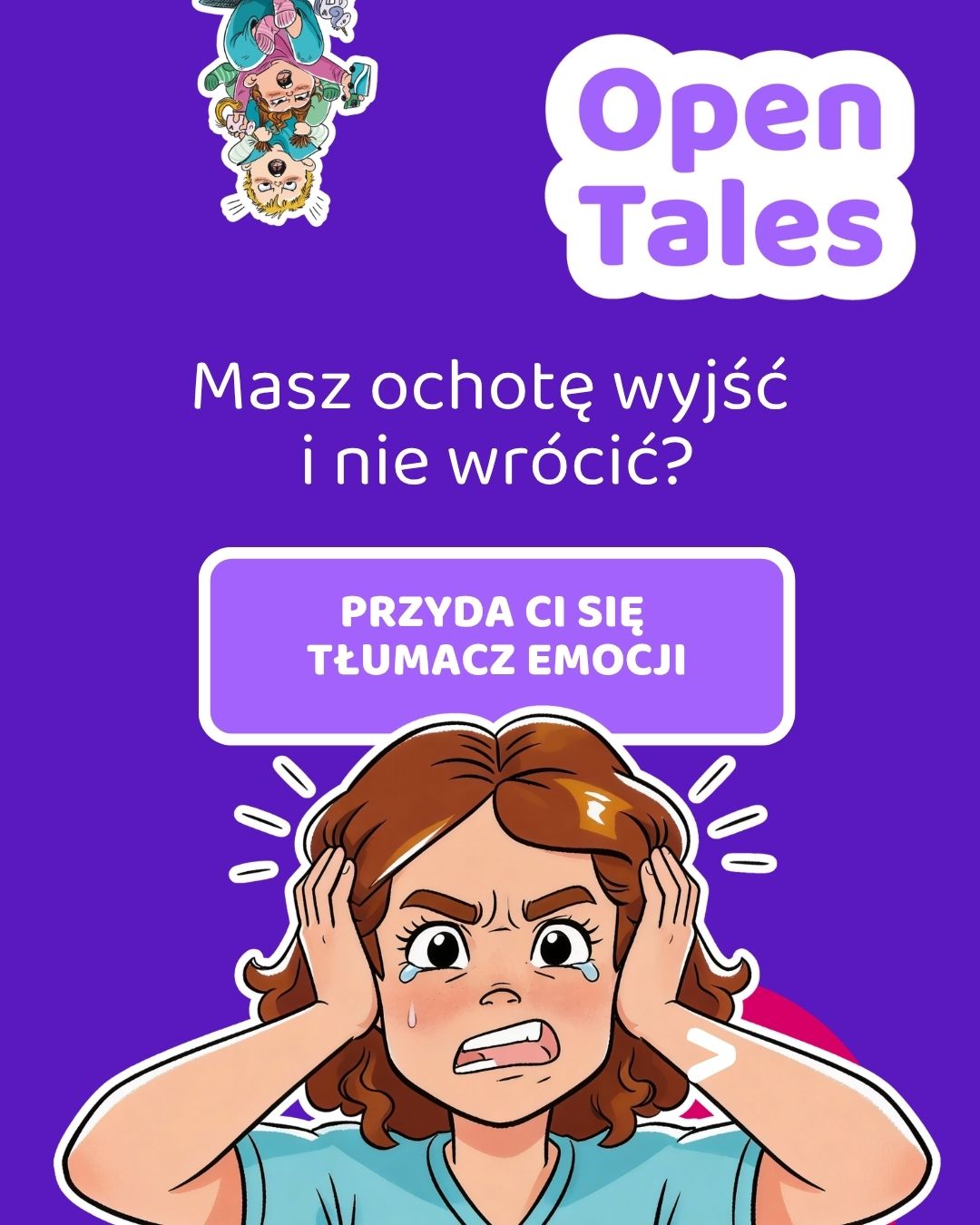 Illustration: a girl covering her ears in an overwhelmed gesture - Open Tales as an emotion translator