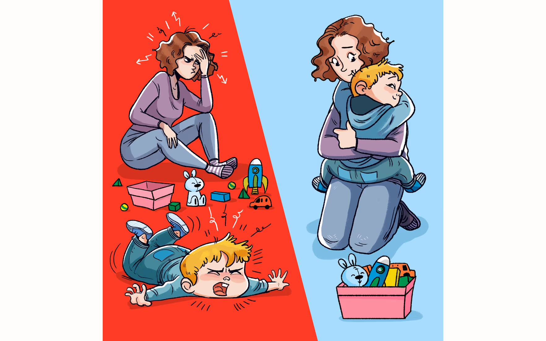 Open Tales illustration - parent and child sharing a story moment