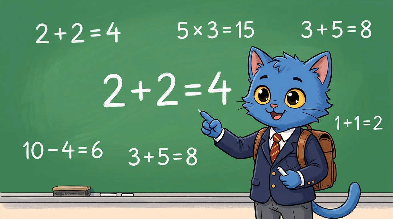 Illustrated cat mascot listening to a story