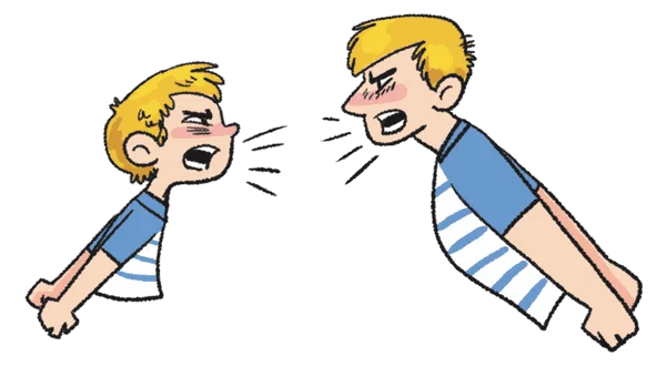 Two brothers shouting at each other
